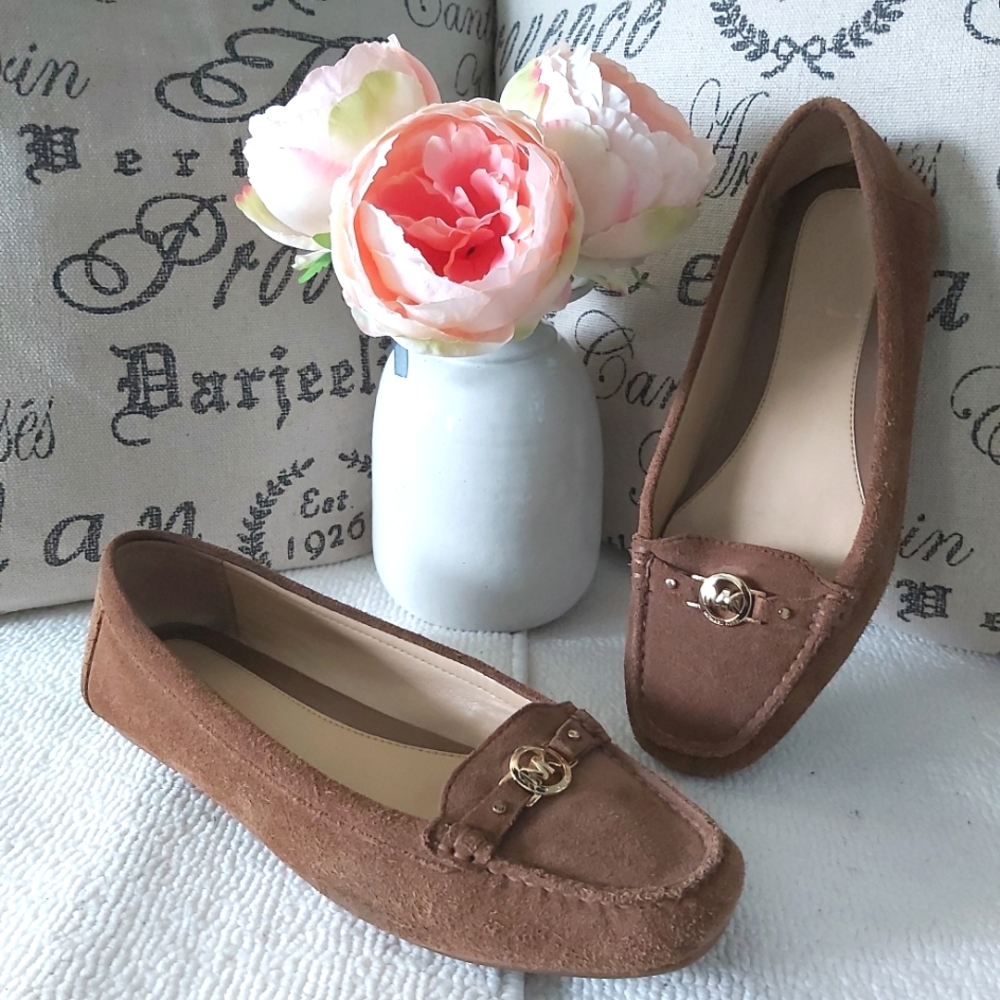 Michael Kors suede leather loafers flats brown